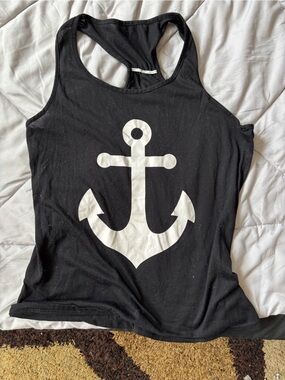 Black Anchor Graphic Racerback Tank Top